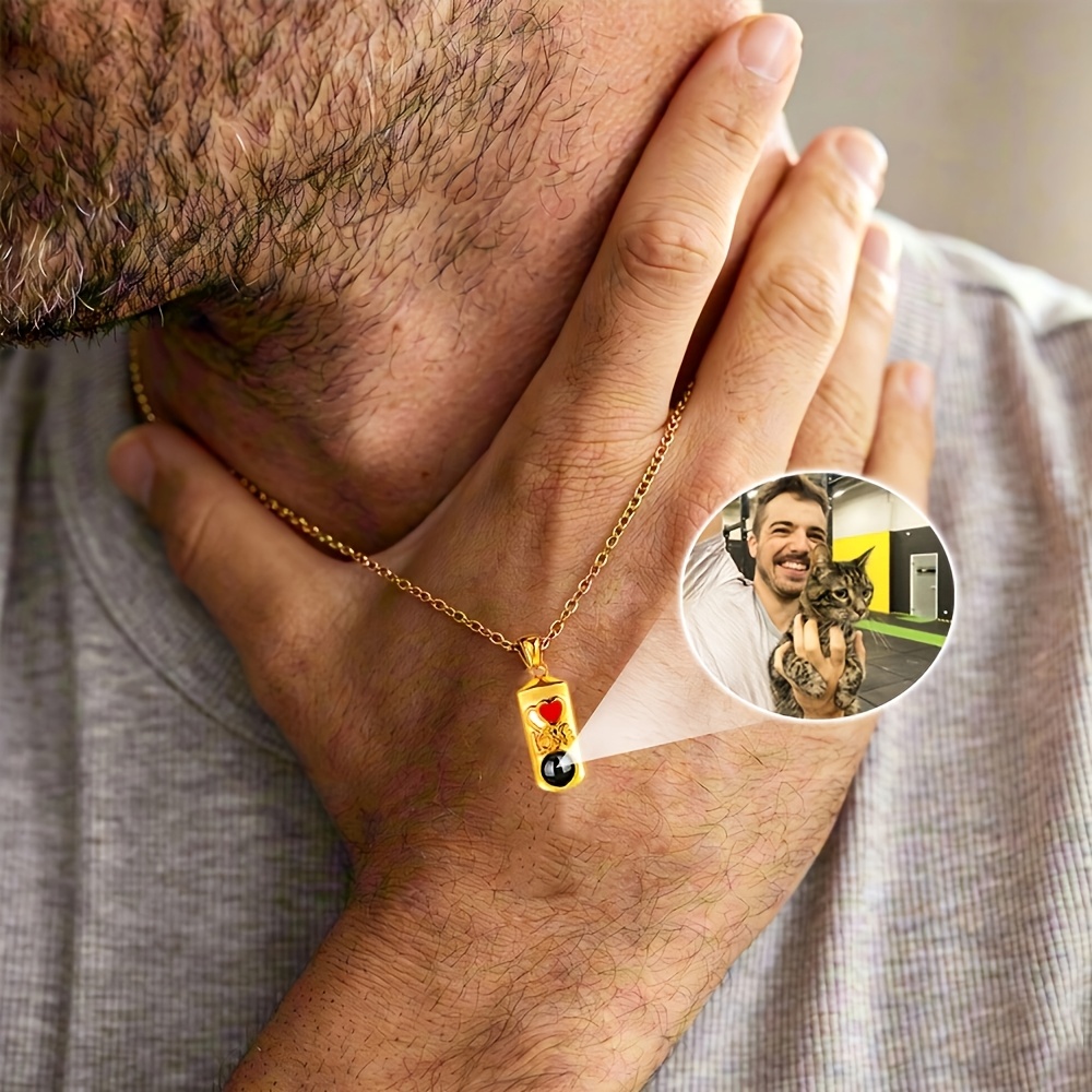 Custom Photo Stainless Steel Heart Shaped Projection Necklace